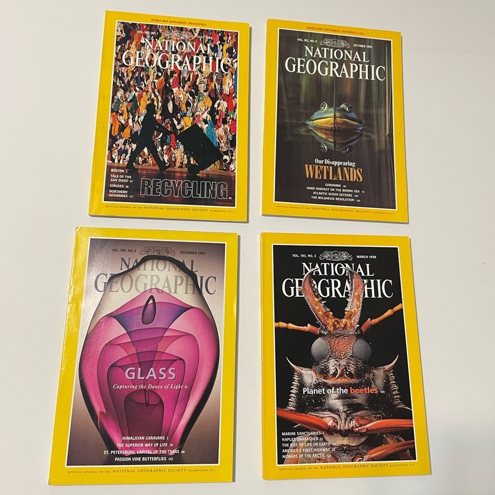 Lot of 4 Vintage National Geographic Magazine 1990’s